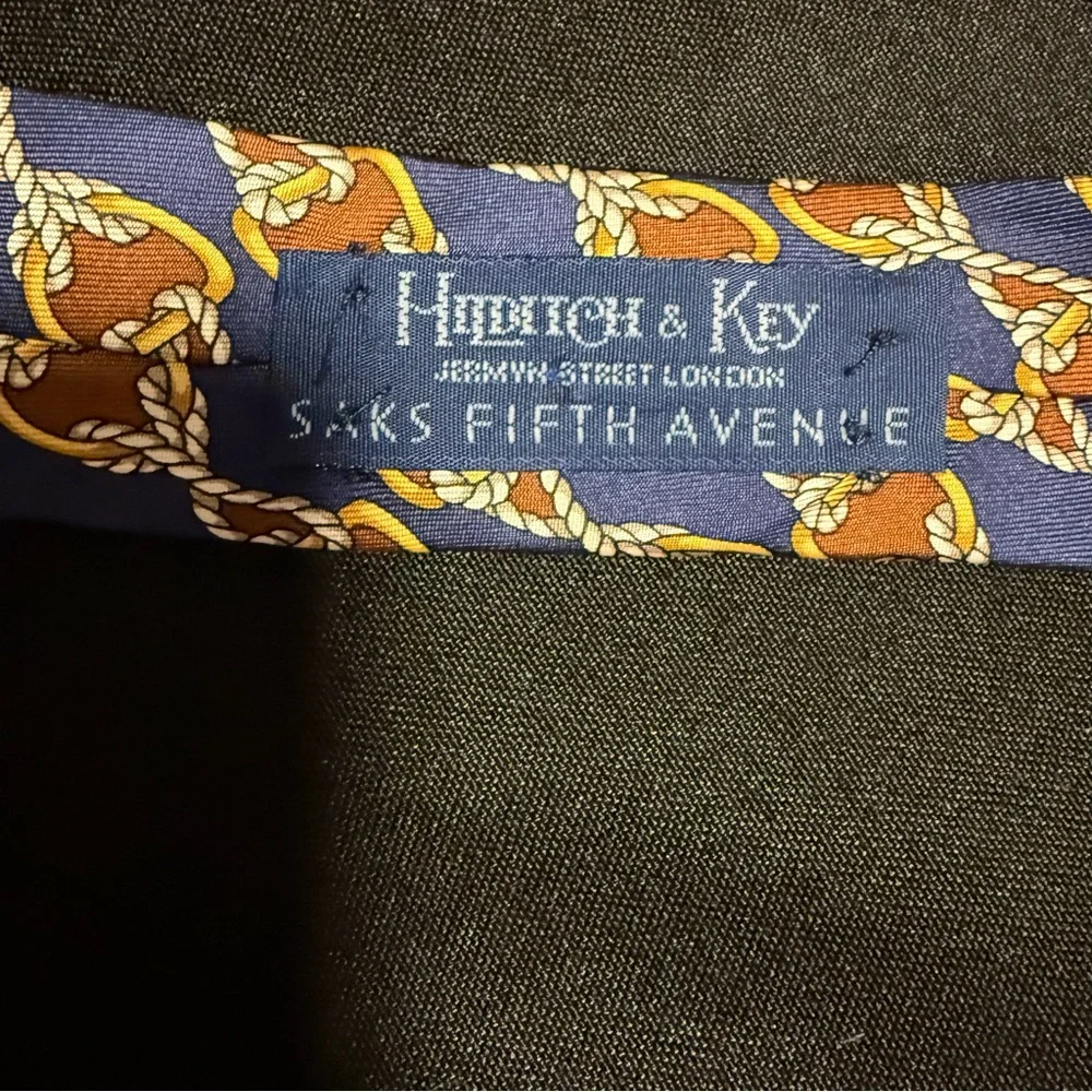 Hilditch & Key for Saks Fifth Avenue Silk Tie – Nautical Rope Navy Brown‎